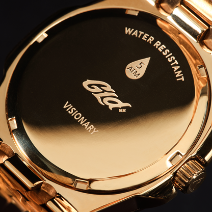 39MM Visionary Fully Iced Case & Green Dial Watch - Yellow Gold