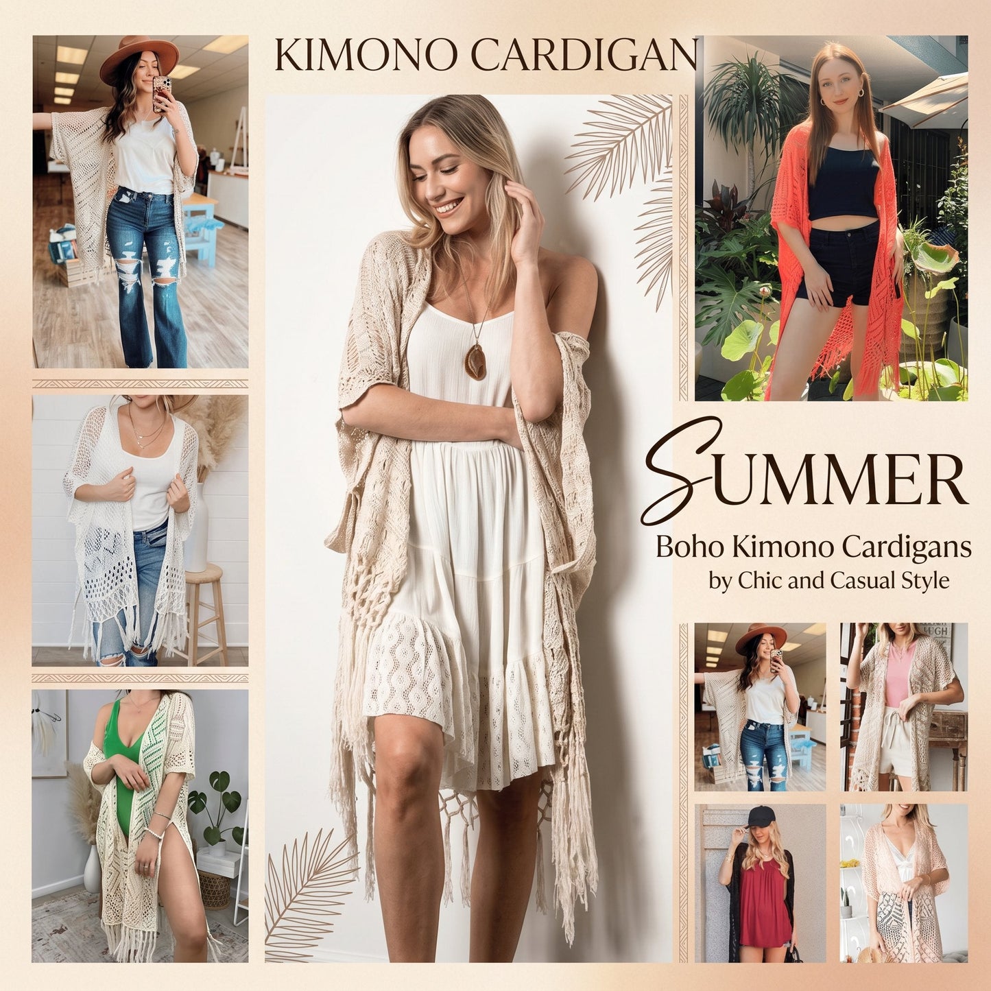 🌸2026 Women’s Lightweight Knit Cardigan – Oversized Open Front, Hollow-Out Crochet Tassel Kimono Sweater for Spring & Summer