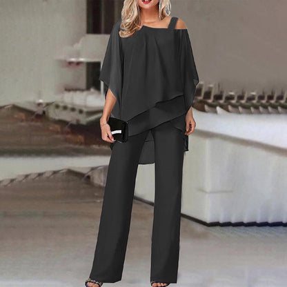 🏆LAST DAY SALE 64% OFF Elegant Layered Chiffon Top & Wide-Leg Pants Set