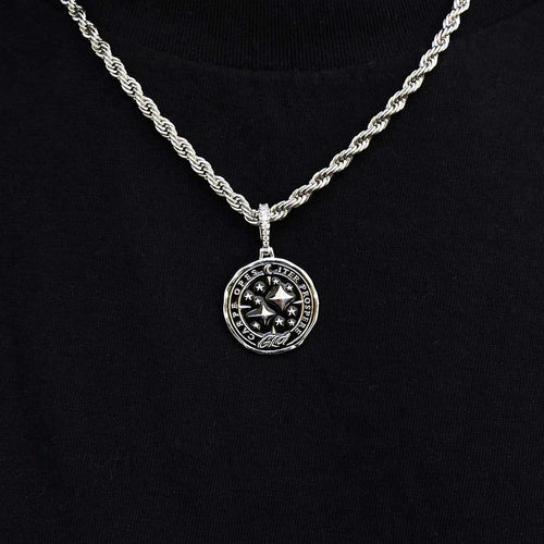 Black Compass Coin Pendant