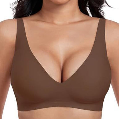 💗Summer Hot Sale⚡50K+ SOLD💕 Jelly Wireless Womens Comfortable Wireless Bras Push Up Bralettes Seamless Tshirts Bras Deep V Everyday Bras