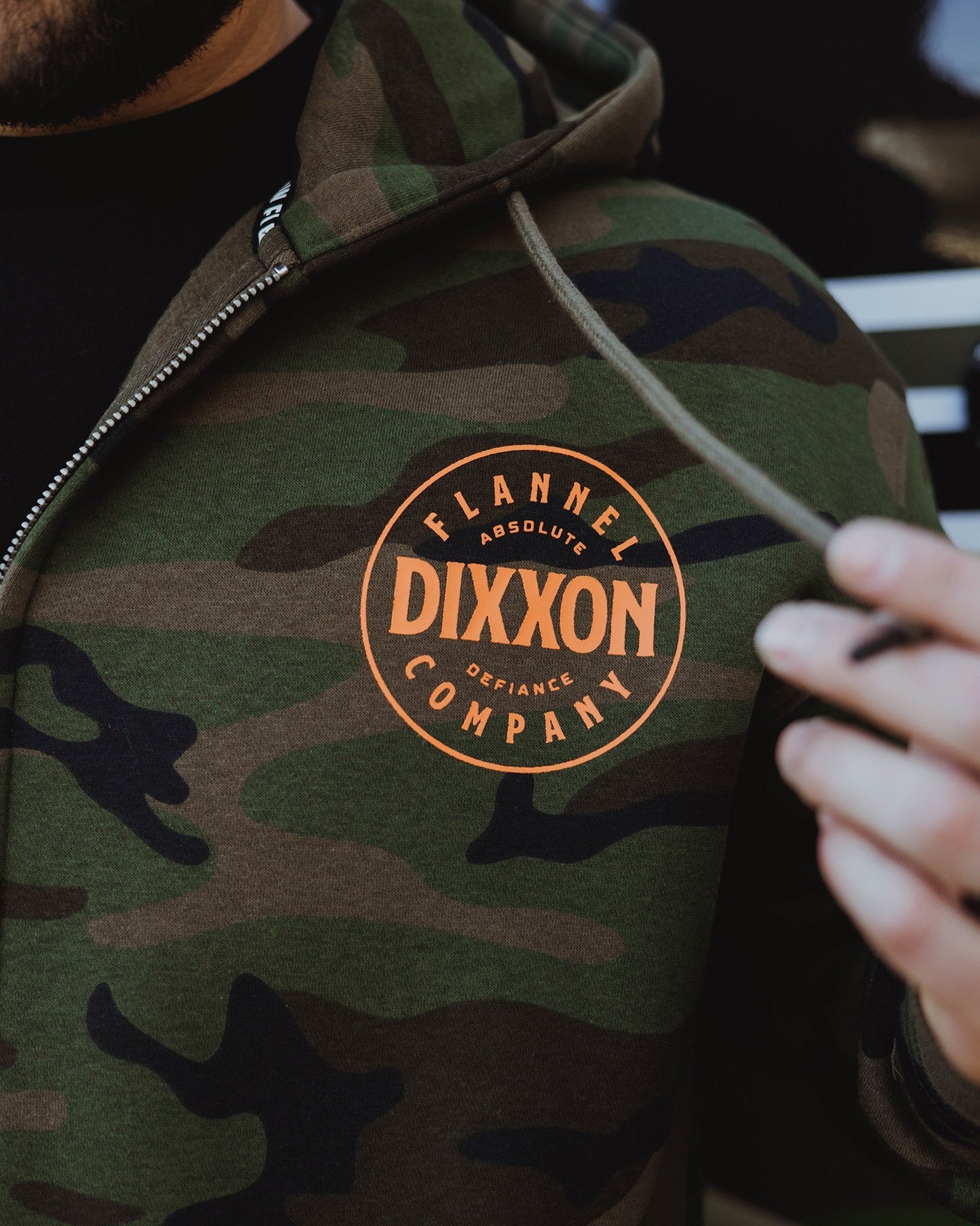 Orange Chain Driven Zip Up Hoodie - Camo