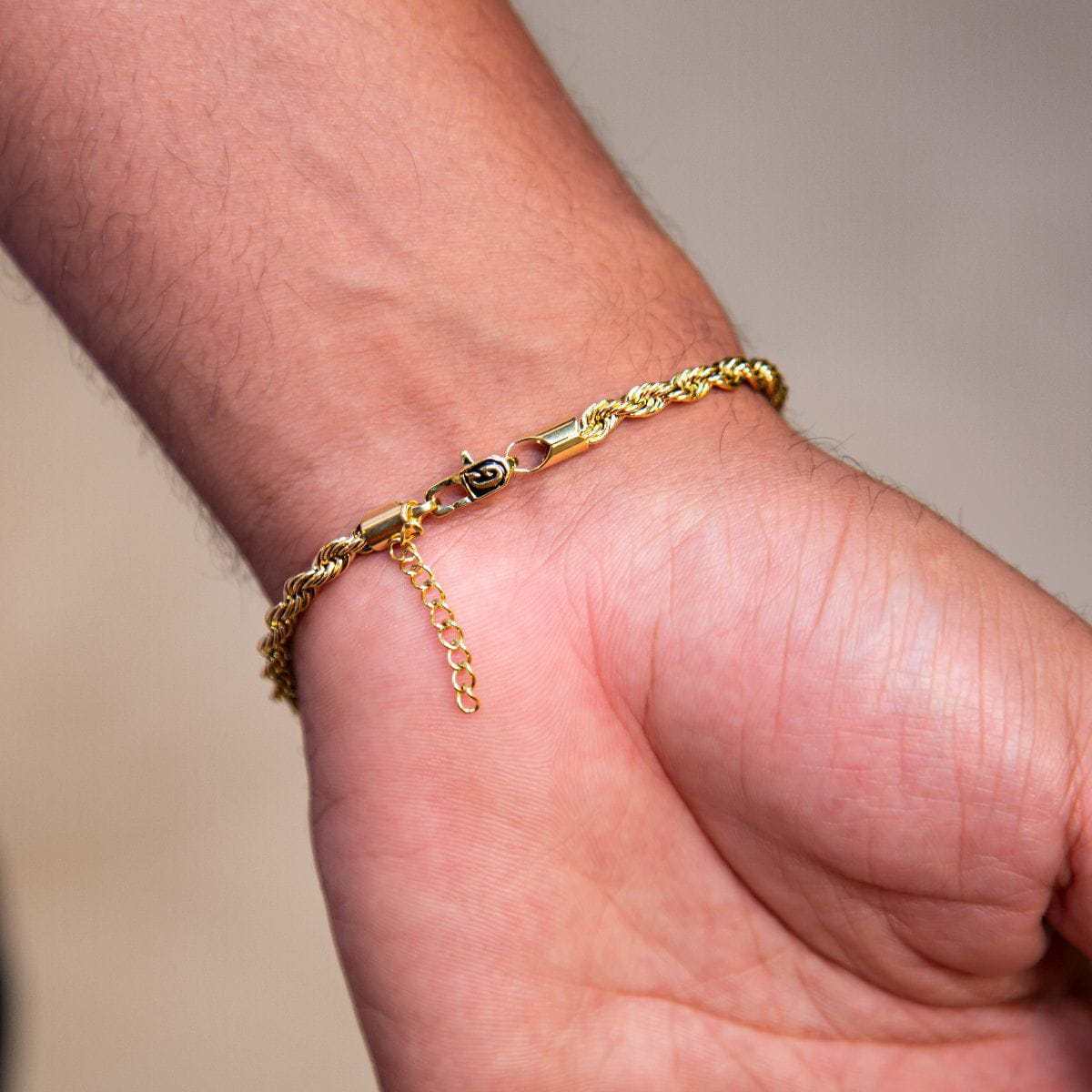Adjustable Rope Chain + Bracelet Set in Yellow Gold - 4mm