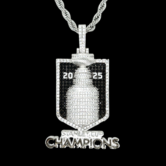 2025 Stanley Cup Official NHL Championship Pendant with 20" Rope Chain in White Gold