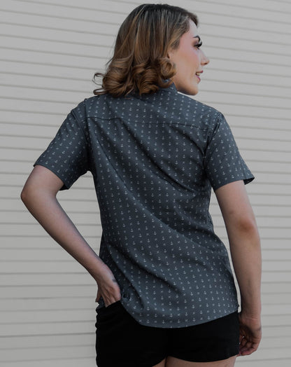 Women's Salty Dog Party Shirt - Gray & White