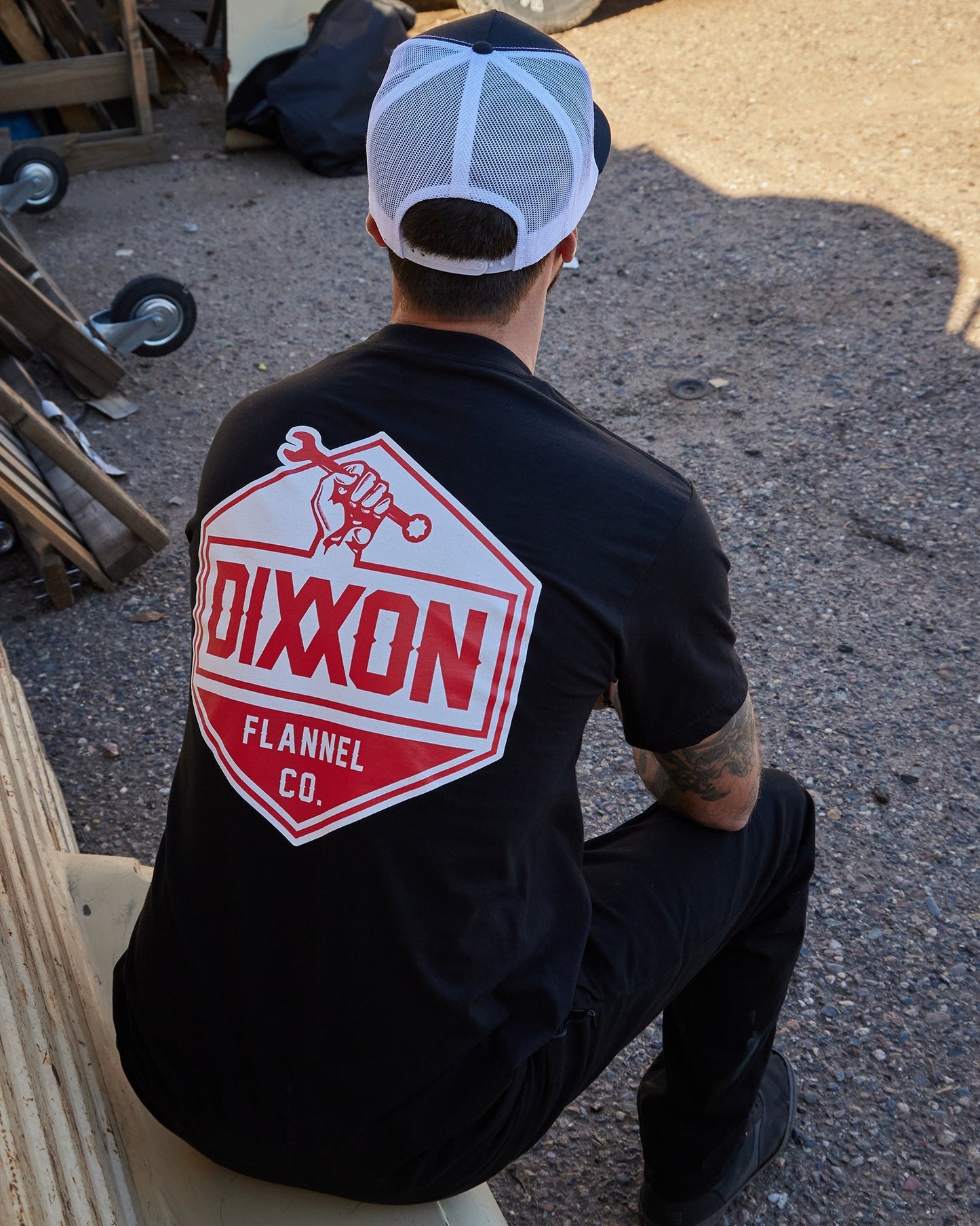 Red & White Working Class T-Shirt - Black